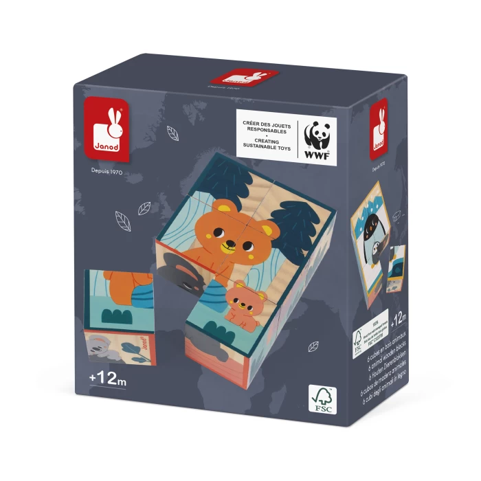 6 cubs de fusta animals - Janod